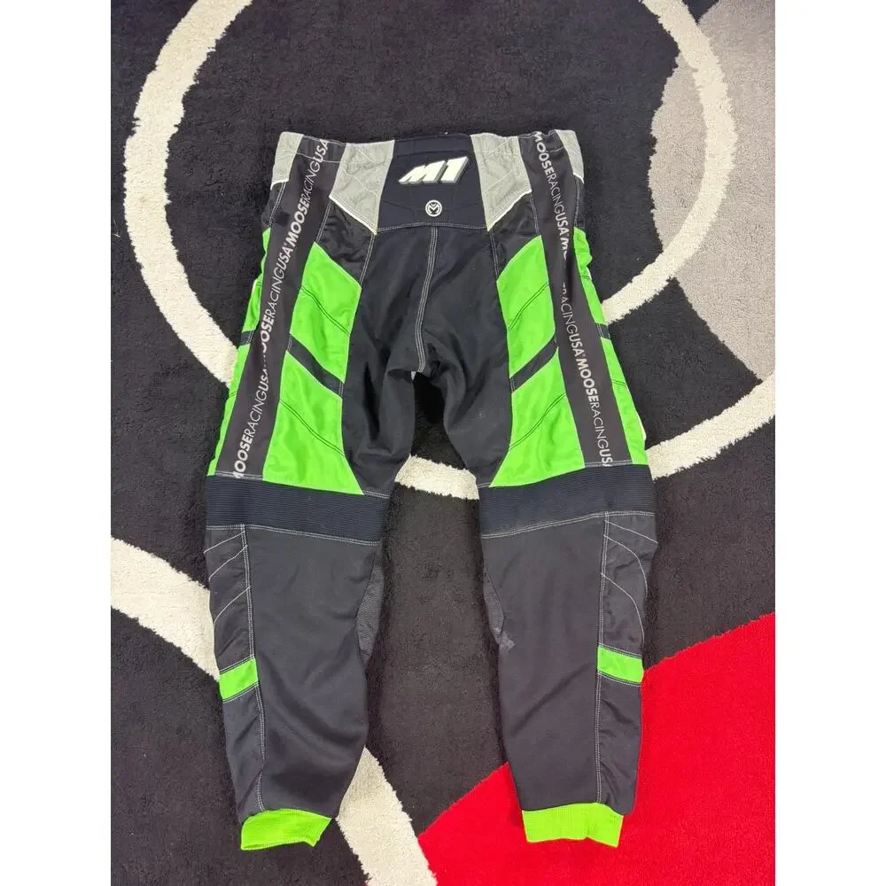MOOSE Racing Pants Mens 36x28 Green Black M1 Motorcross Padded Riding Dirt Bike